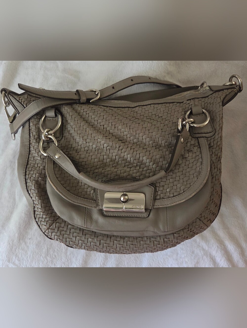 COACH Kristen Woven Leather Hobo Bag